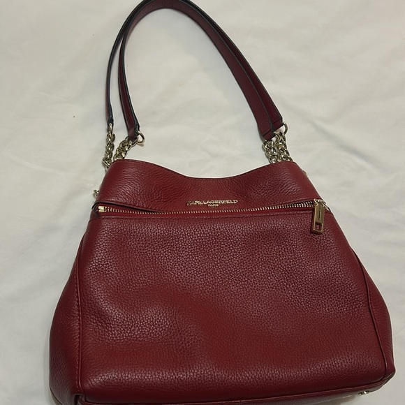 Karl Lagerfeld Handbags - Karl Lagerfeld Red Genuine Leather Shoulder Bag